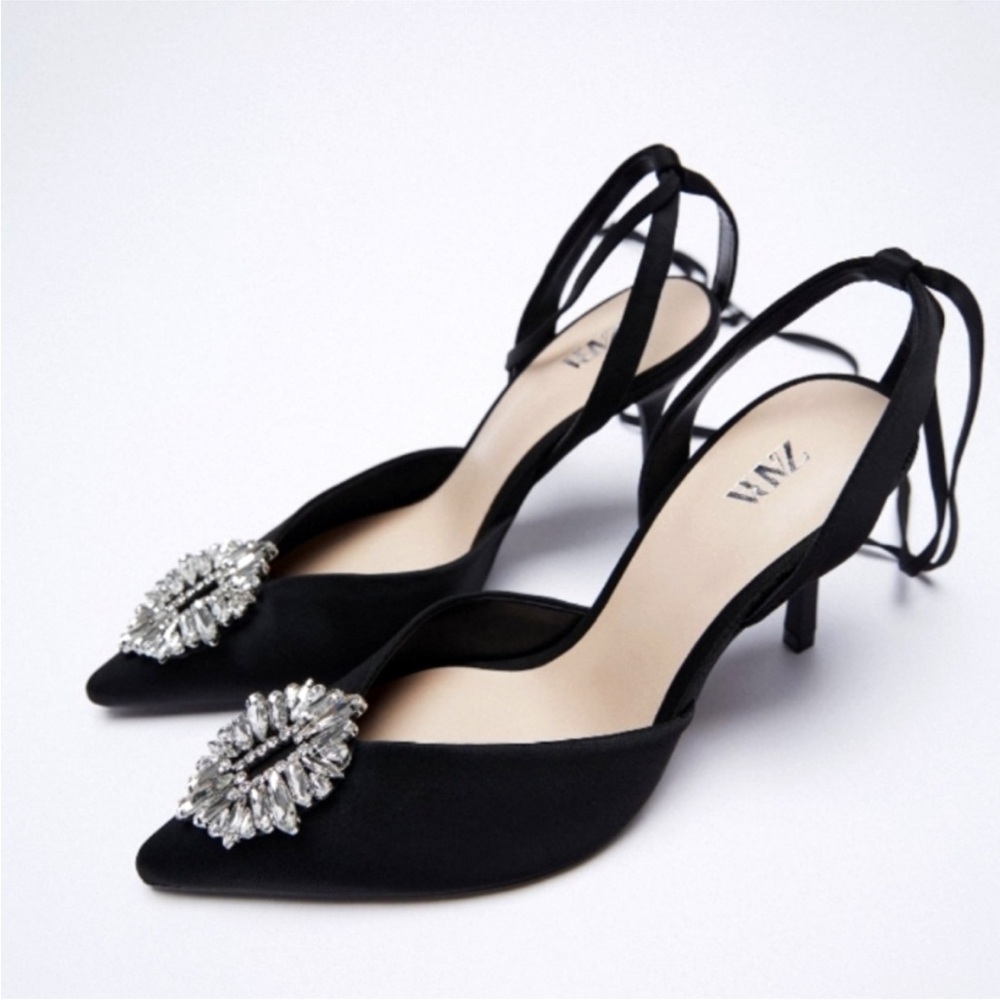 Zara Crystal Embellished Tied Heels - SOLD OUT NEW!